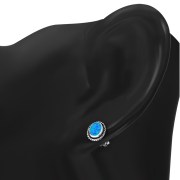 Oval Synthetic Azure Opal Silver Stud Earrings, e336